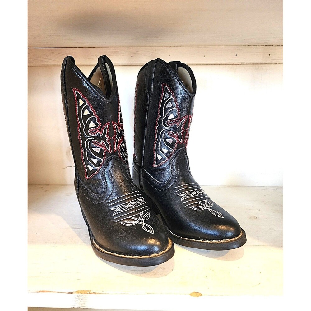 'Smart Step' Kids Boots - Black Leather w/ Red Stitching - Never Worn - Picture 5 of 13